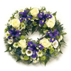Wreath in blue, green and white