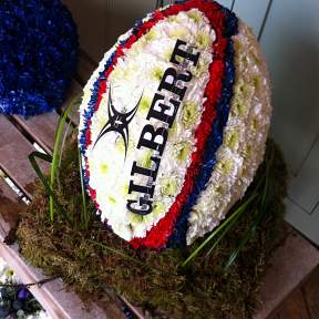Rugby Ball funeral tribute
