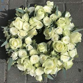 White rose wreath