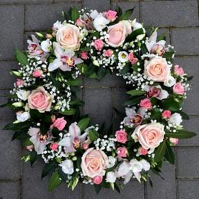 Pink and white wreath